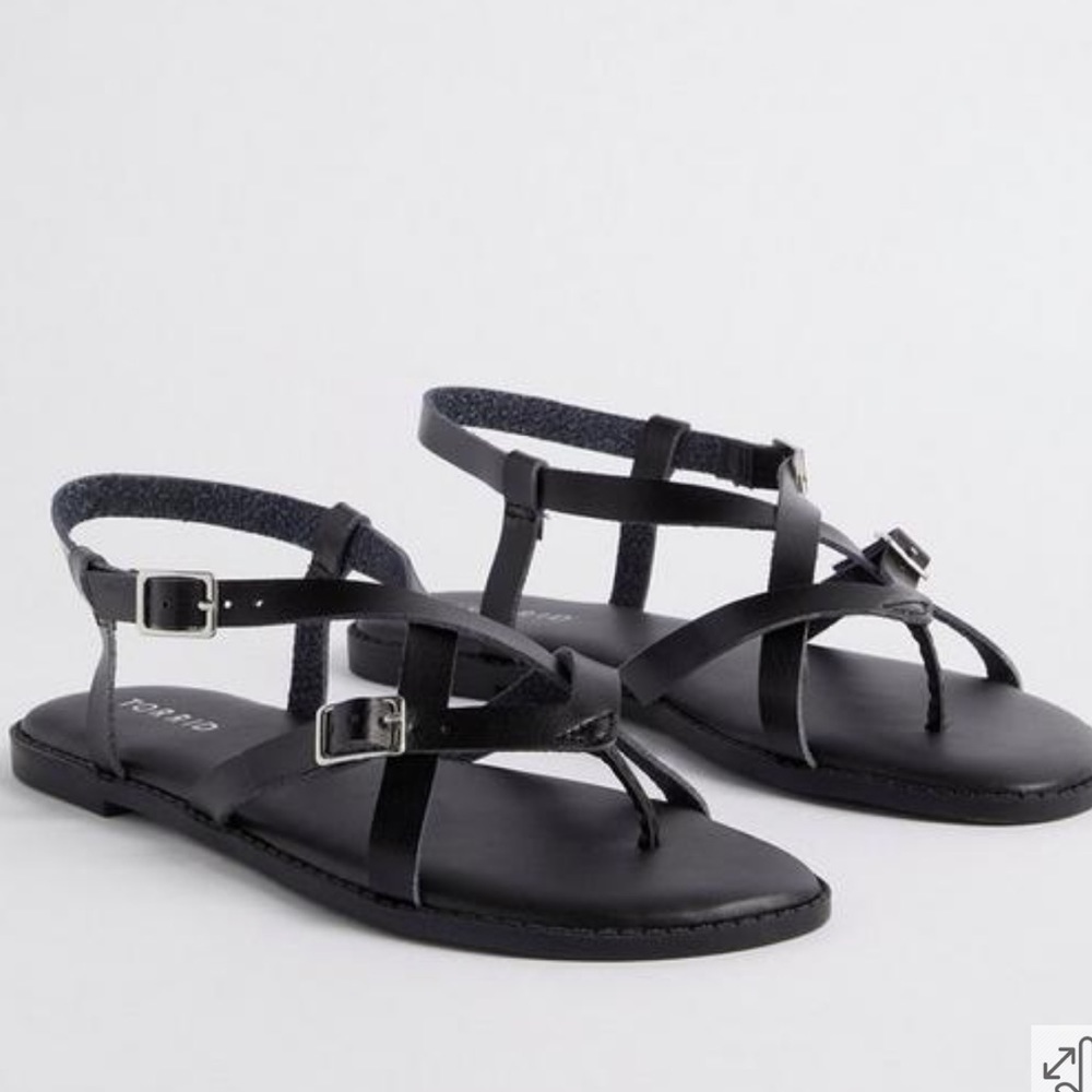 TORRID Toe Post Gladiator Sandal black leather size 9WW